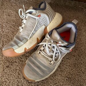 Adidas Beige and Gray Sneakers with Orange Highlights